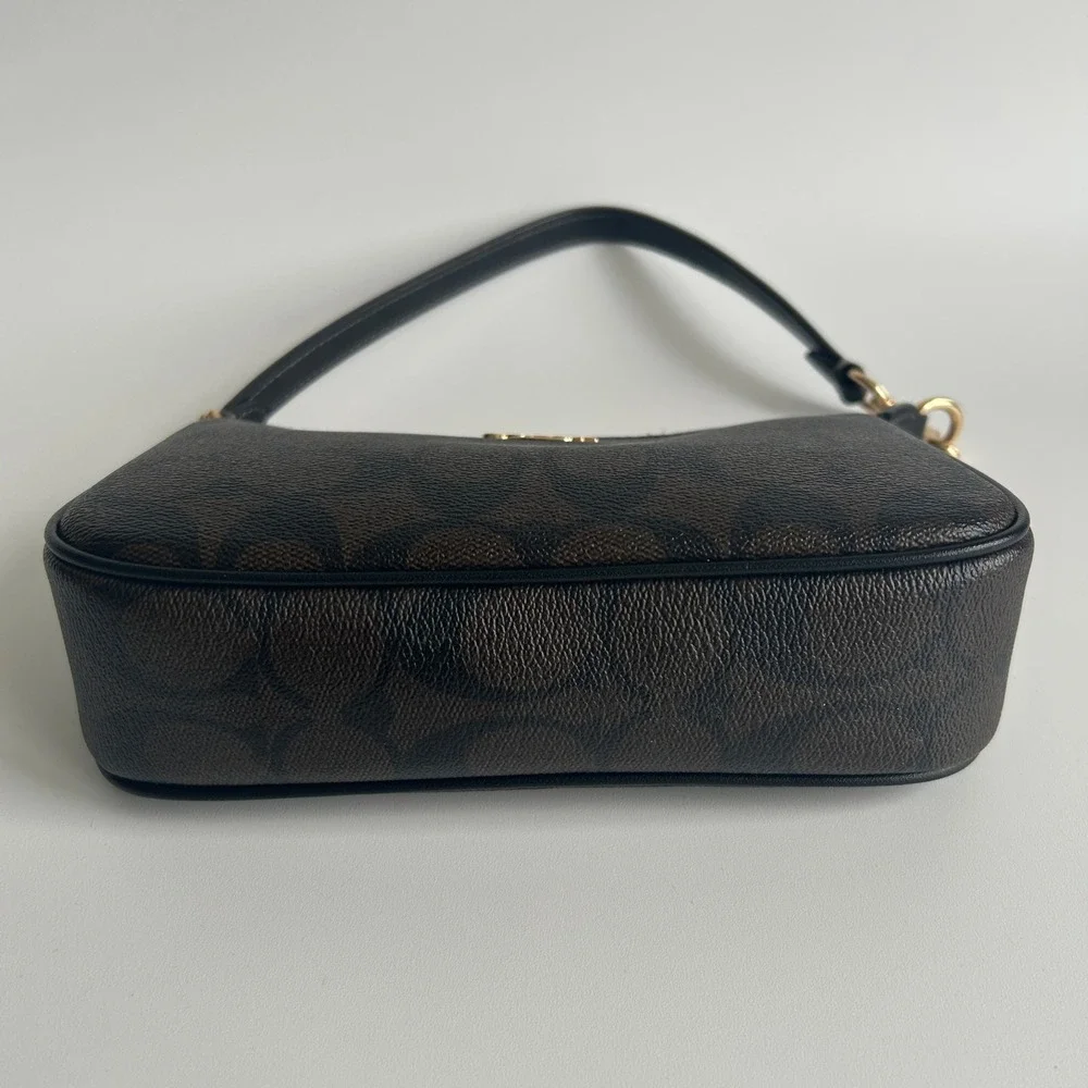 Coach Nolita 19 Brown Signature Canvas Leather Shoulder Bag Excellent